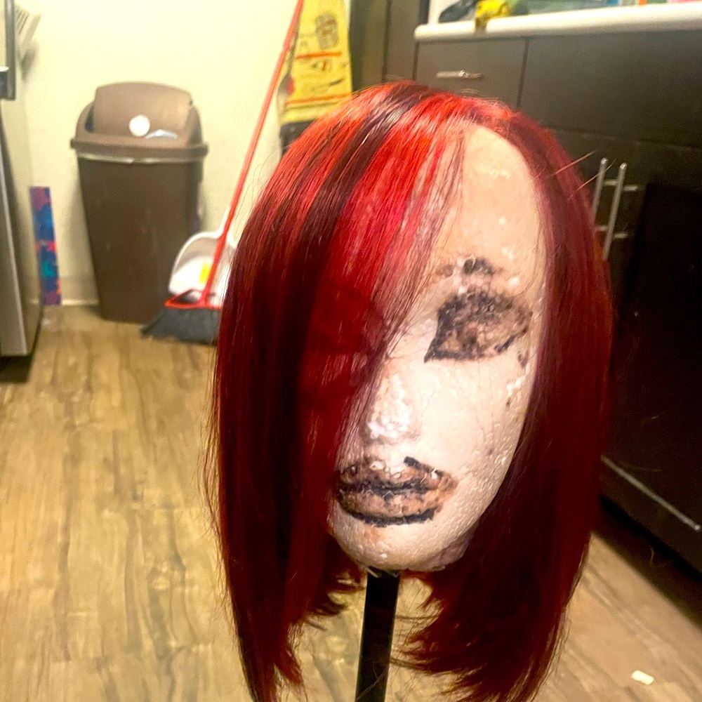Human hair Blend Wigs multiple styles worn once lace front free part